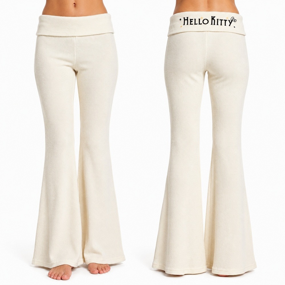 Hello Kitty Grayson Threads White Waffle Knit Flare Lounge Pants XS